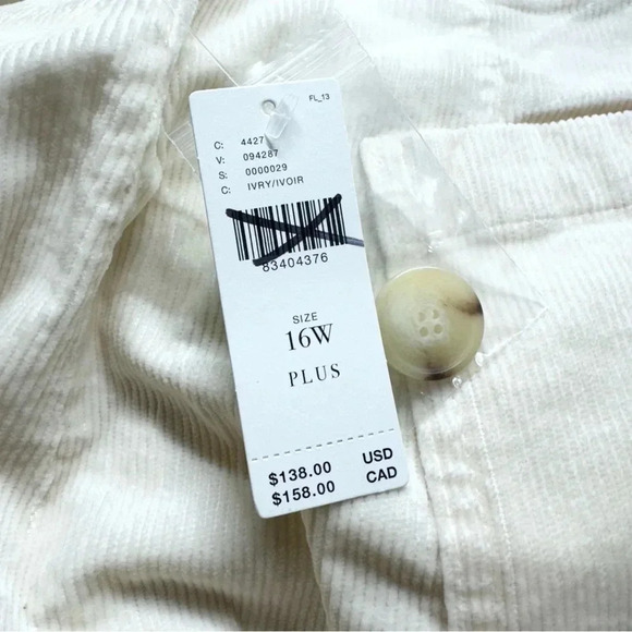 NWT Anthropologie Maeve The Colette Cropped Cord Wide Leg Trousers Ivory Cream - Picture 7 of 16